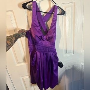 Bisou Bisou Purple Criss Cross Back Dress With Pockets